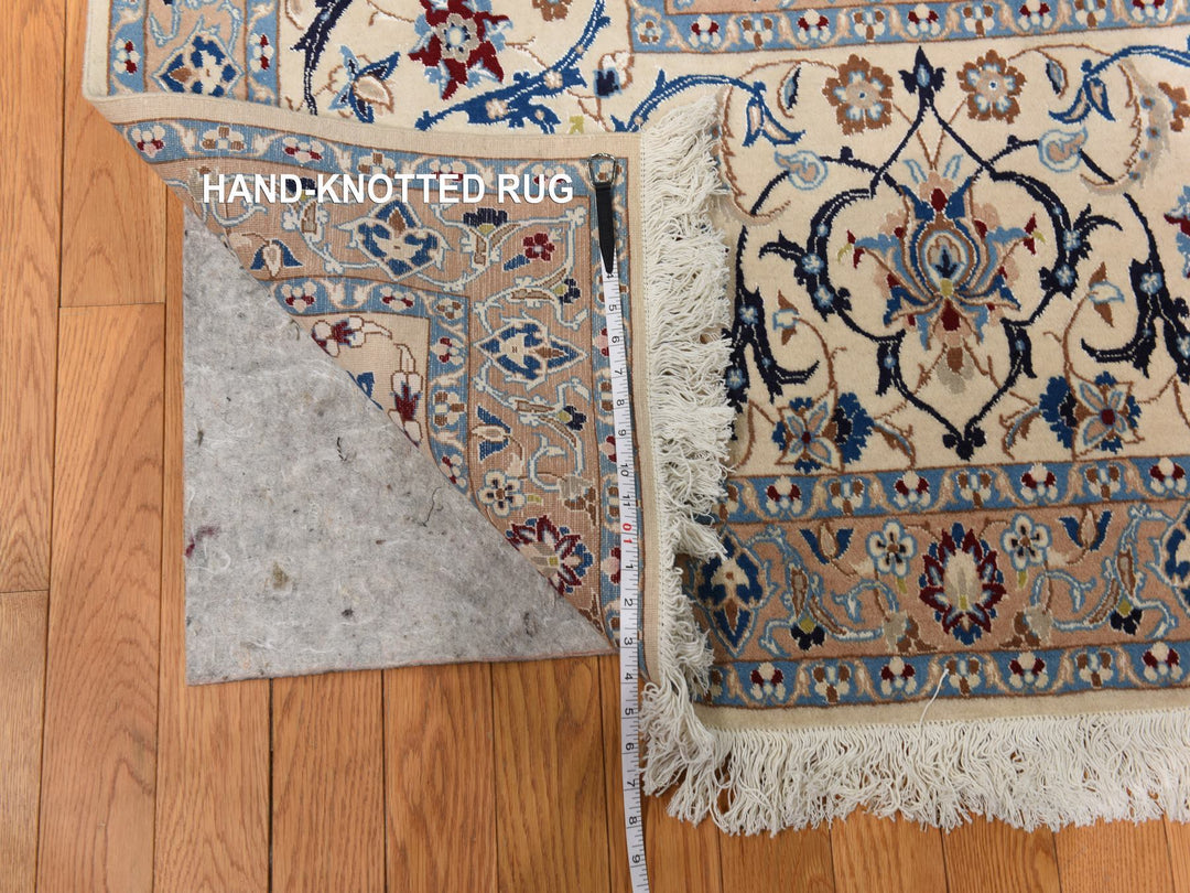 13'7" x 20'7" New Hand Knotted Ivory Wool & Silk Rectangle Oriental Rug - MOA10278375