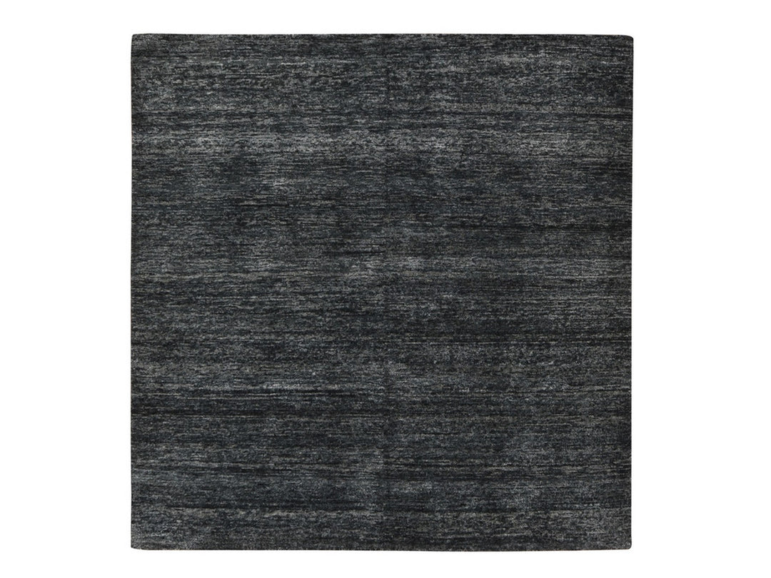 6'10" x 7'0" New Hand Knotted Black Silk Square Oriental Rug - MOA10278377