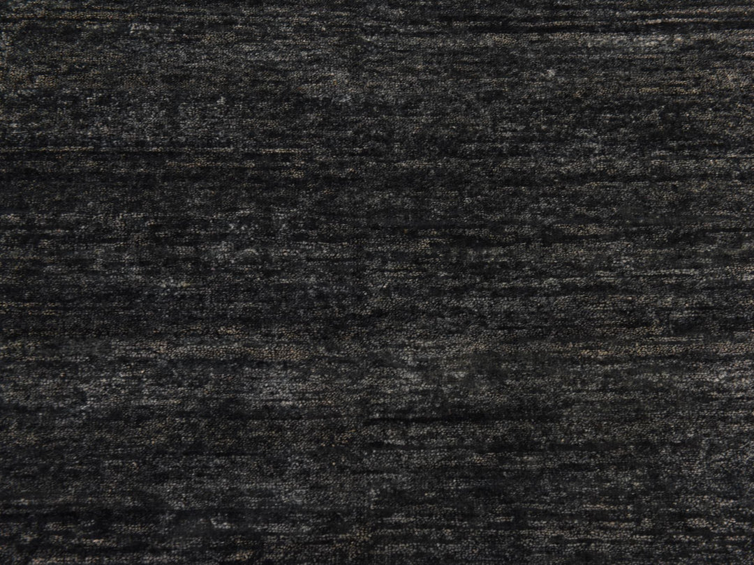 6'10" x 7'0" New Hand Knotted Black Silk Square Oriental Rug - MOA10278377