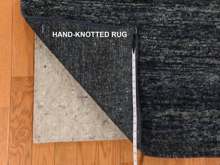 6'10" x 7'0" New Hand Knotted Black Silk Square Oriental Rug - MOA10278377