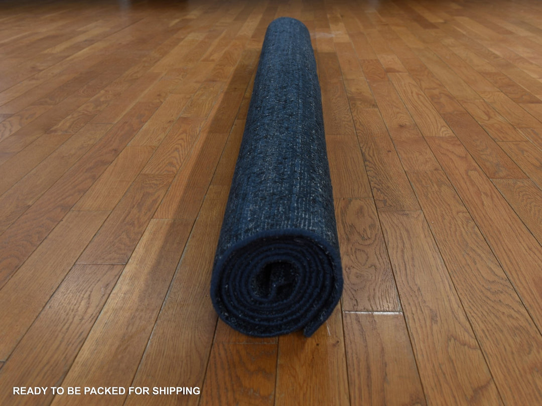 6'10" x 7'0" New Hand Knotted Black Silk Square Oriental Rug - MOA10278377