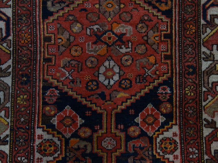 3'1" x 16'3" Vintage Hand Knotted Red Wool Runner Oriental Rug - MOA10278378