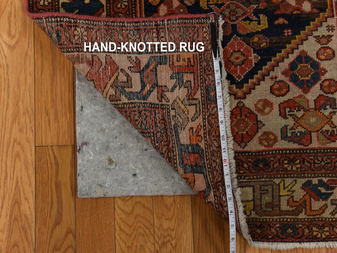 3'1" x 16'3" Vintage Hand Knotted Red Wool Runner Oriental Rug - MOA10278378