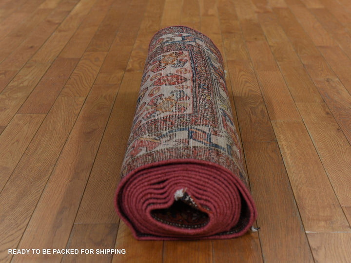 3'1" x 16'3" Vintage Hand Knotted Red Wool Runner Oriental Rug - MOA10278378