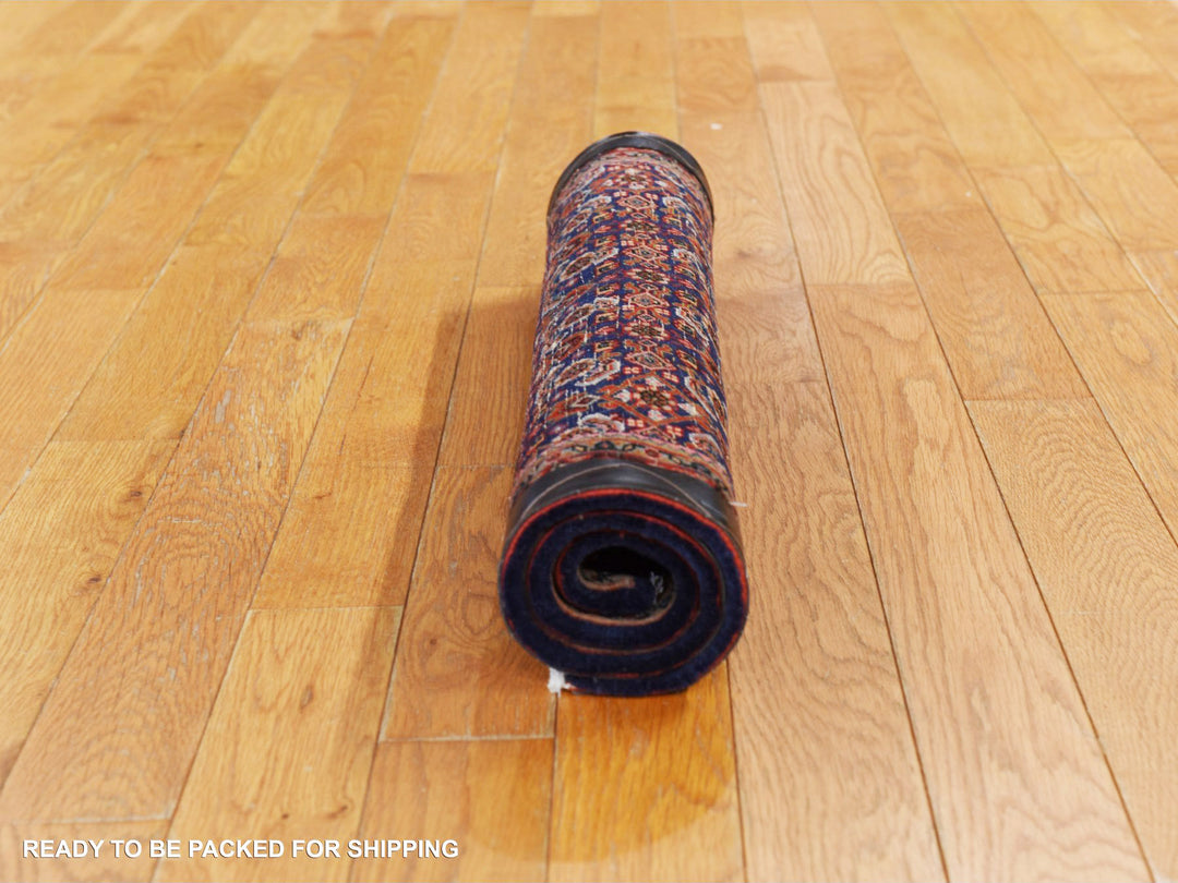 2'3" x 2'4" Vintage Hand Knotted Blue Wool Square Oriental Rug - MOA10278381