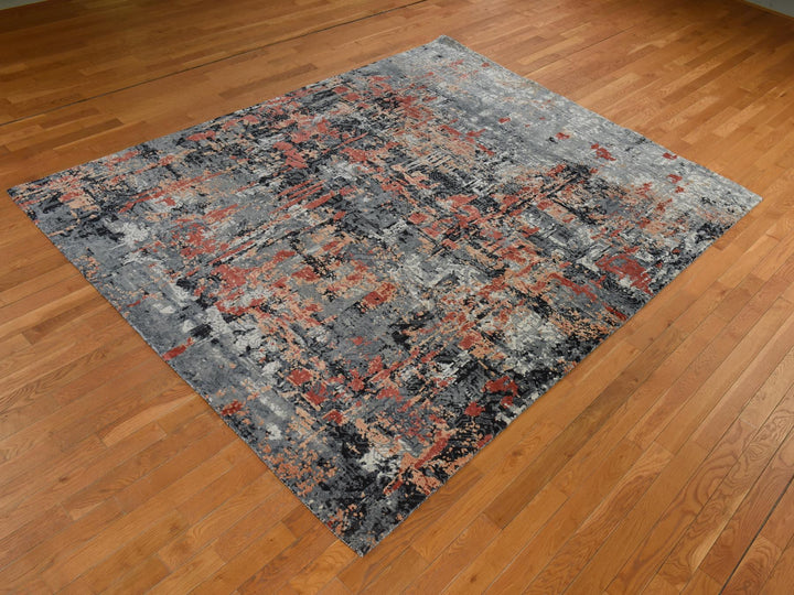 7'9" x 10'1" New Hand Knotted Red Wool Rectangle Oriental Rug - MOA10278389
