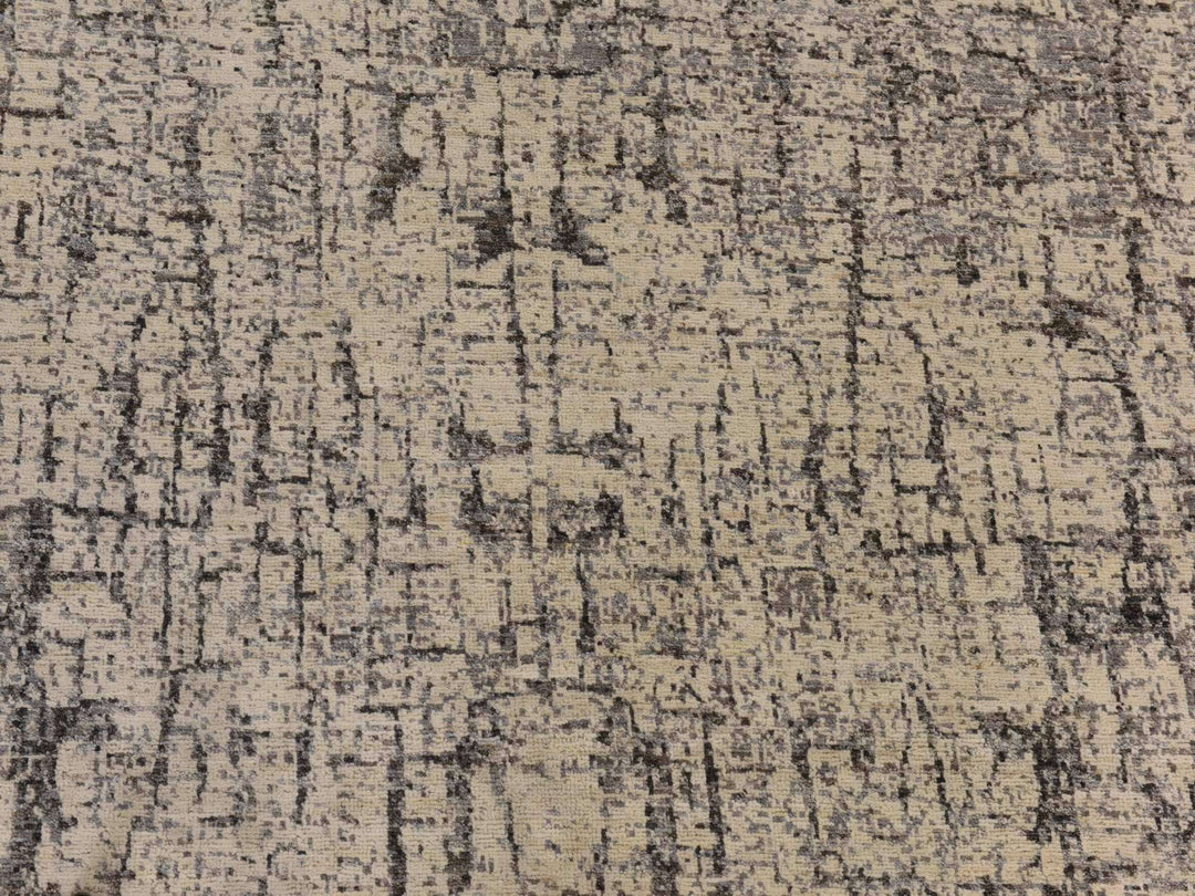 6'0" x 9'0" New Hand Knotted Grey Wool Rectangle Oriental Rug - MOA10278390