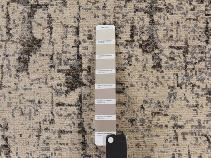 6'0" x 9'0" New Hand Knotted Grey Wool Rectangle Oriental Rug - MOA10278390