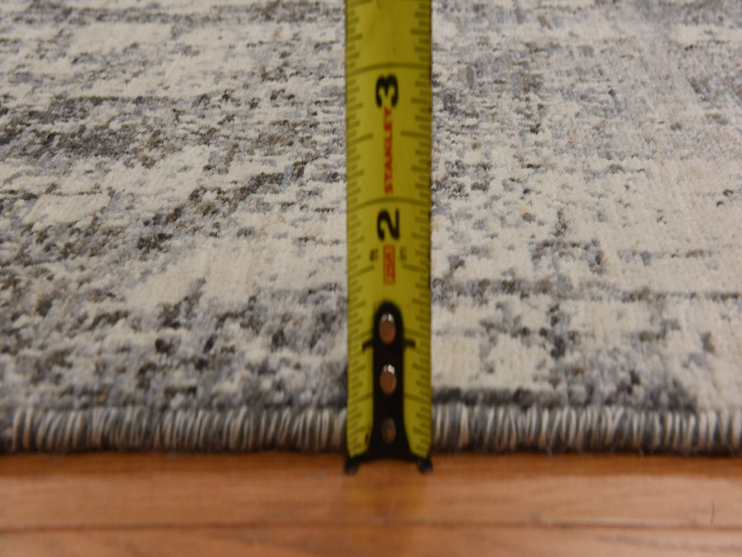 6'0" x 9'0" New Hand Knotted Grey Wool Rectangle Oriental Rug - MOA10278390