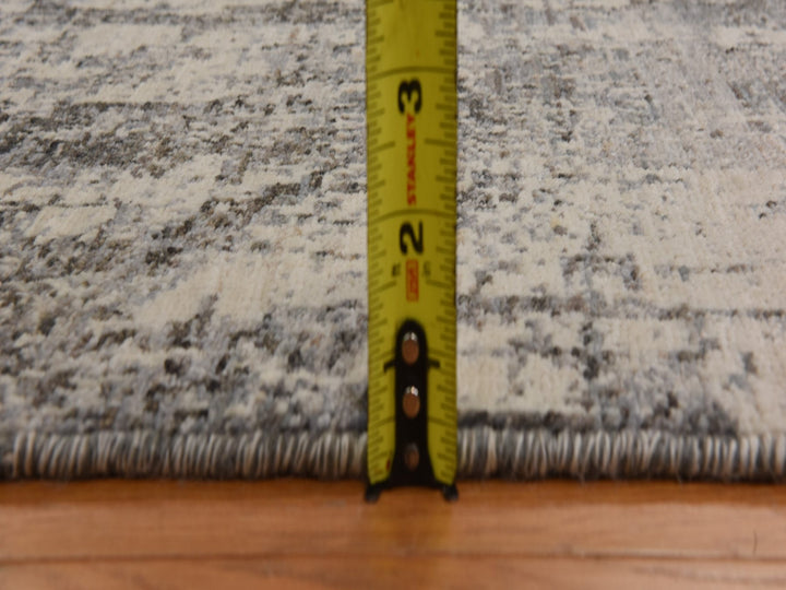 6'0" x 9'0" New Hand Knotted Grey Wool Rectangle Oriental Rug - MOA10278390