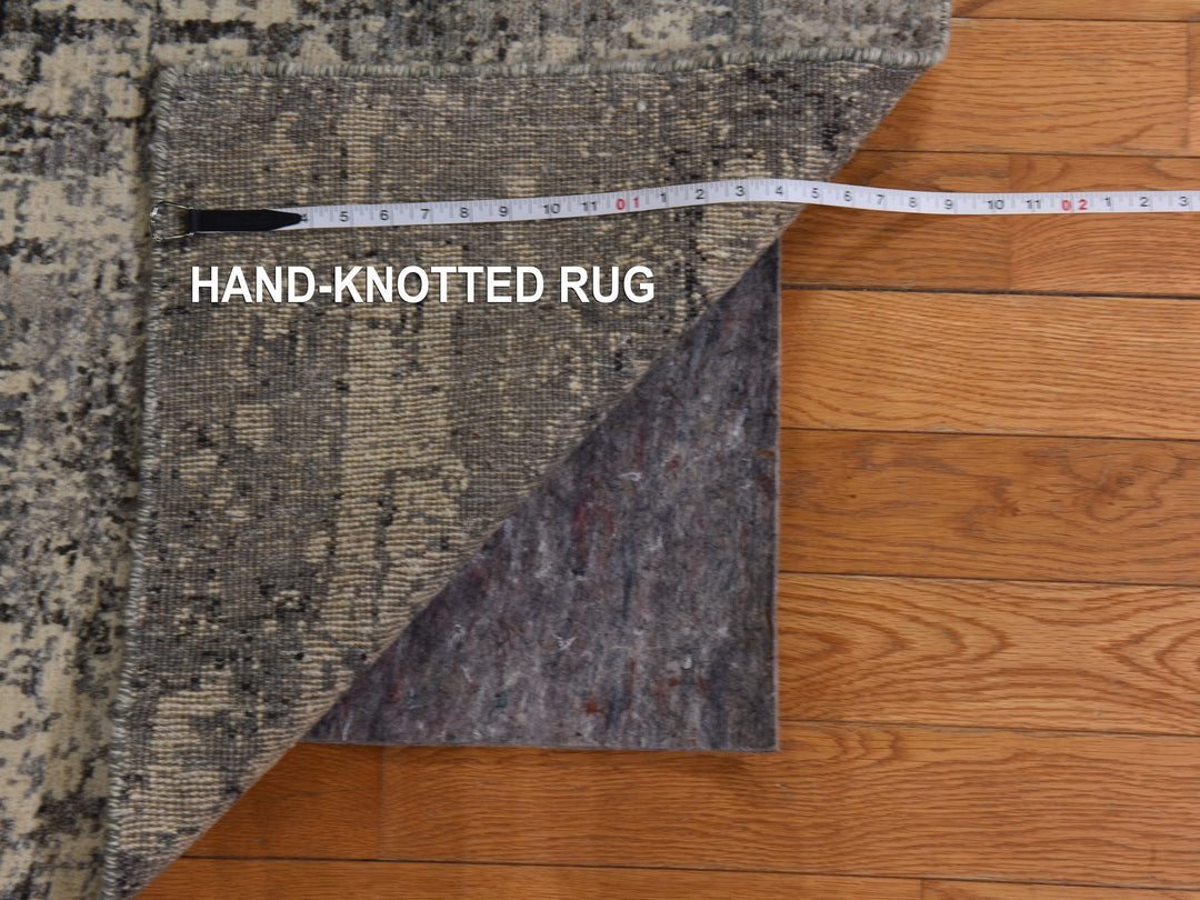 6'0" x 9'0" New Hand Knotted Grey Wool Rectangle Oriental Rug - MOA10278390