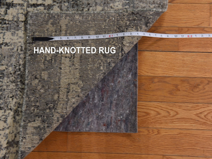 6'0" x 9'0" New Hand Knotted Grey Wool Rectangle Oriental Rug - MOA10278390