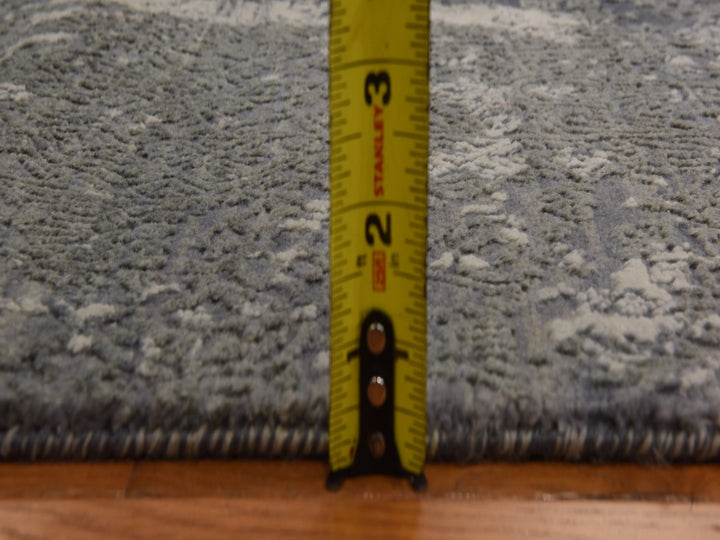 6'1" x 9'2" New Hand Knotted Grey Wool & Silk Rectangle Oriental Rug - MOA10278391
