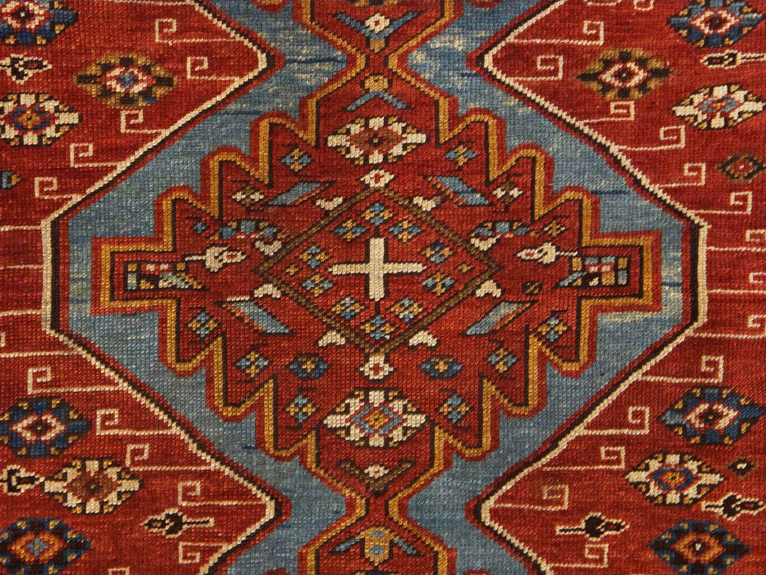 3'10" x 5'7" Vintage Hand Knotted Red Wool Rectangle Oriental Rug - MOA10278394