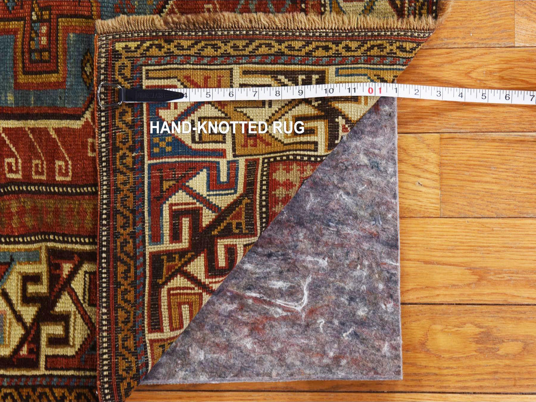 3'10" x 5'7" Vintage Hand Knotted Red Wool Rectangle Oriental Rug - MOA10278394