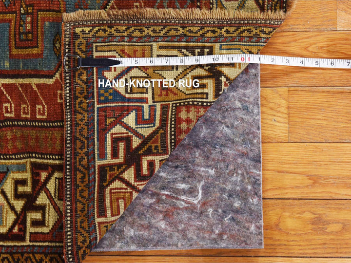 3'10" x 5'7" Vintage Hand Knotted Red Wool Rectangle Oriental Rug - MOA10278394