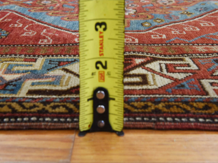 3'10" x 5'7" Vintage Hand Knotted Red Wool Rectangle Oriental Rug - MOA10278394