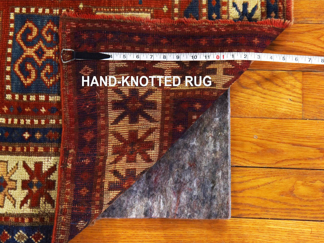4'3" x 6'3" Vintage Hand Knotted Red Wool Rectangle Oriental Rug - MOA10278395