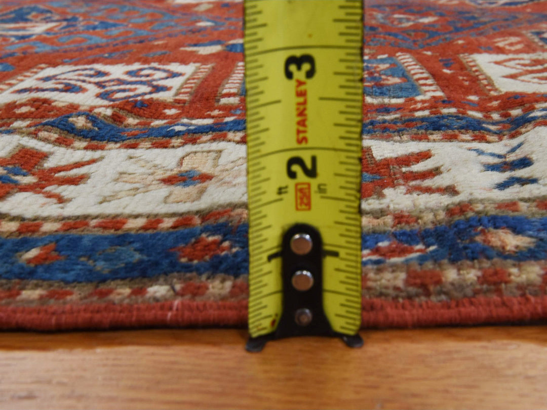 4'3" x 6'3" Vintage Hand Knotted Red Wool Rectangle Oriental Rug - MOA10278395