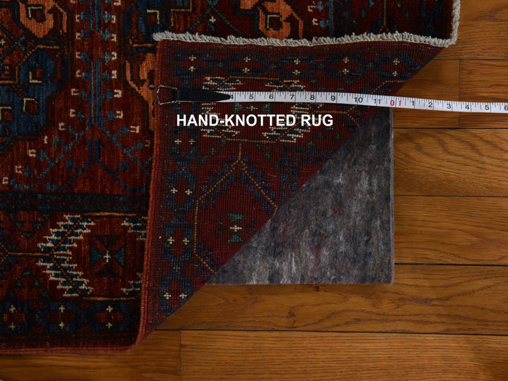 3'6" x 5'1" New Hand Knotted Red Wool Rectangle Oriental Rug - MOA10278396