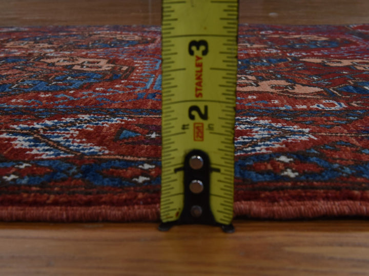3'6" x 5'1" New Hand Knotted Red Wool Rectangle Oriental Rug - MOA10278396