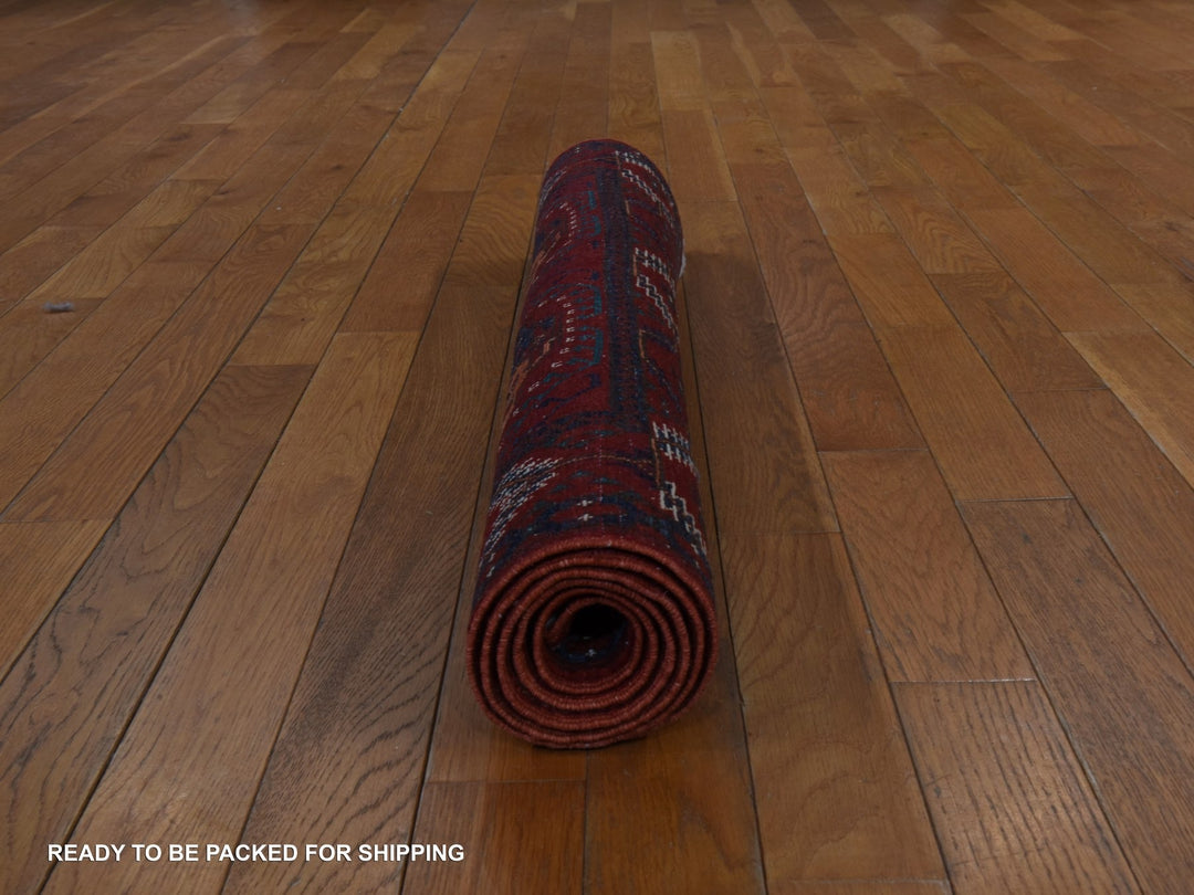 3'6" x 5'1" New Hand Knotted Red Wool Rectangle Oriental Rug - MOA10278396