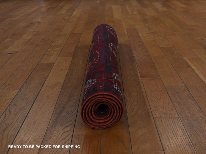 3'6" x 5'1" New Hand Knotted Red Wool Rectangle Oriental Rug - MOA10278396