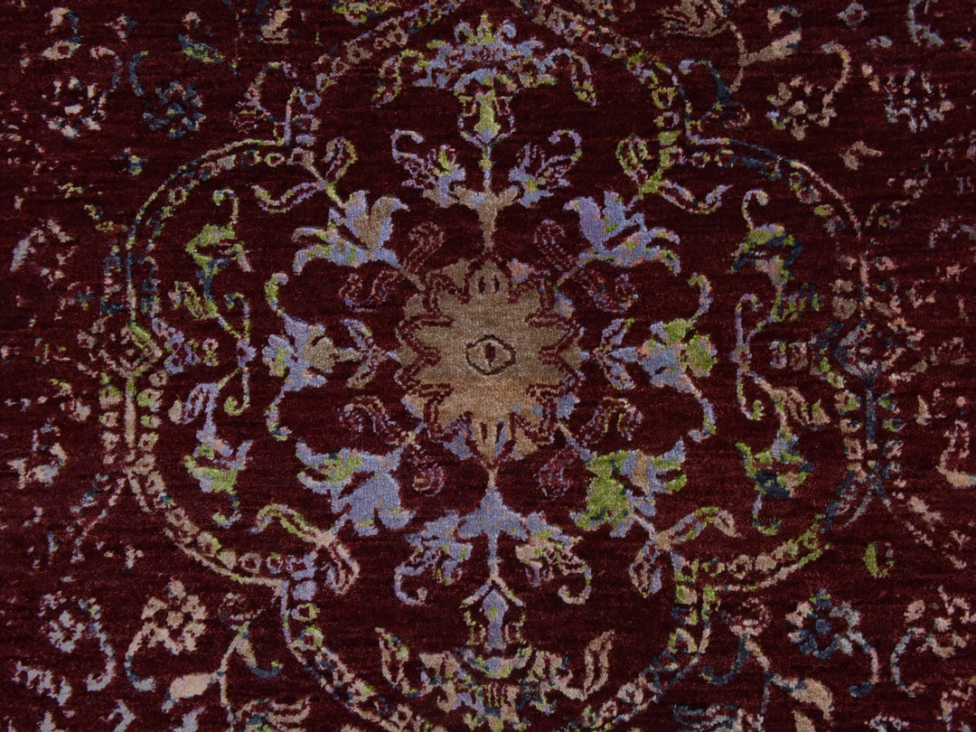 3'0" x 5'1" New Hand Knotted Red Wool & Silk Rectangle Oriental Rug - MOA10278397