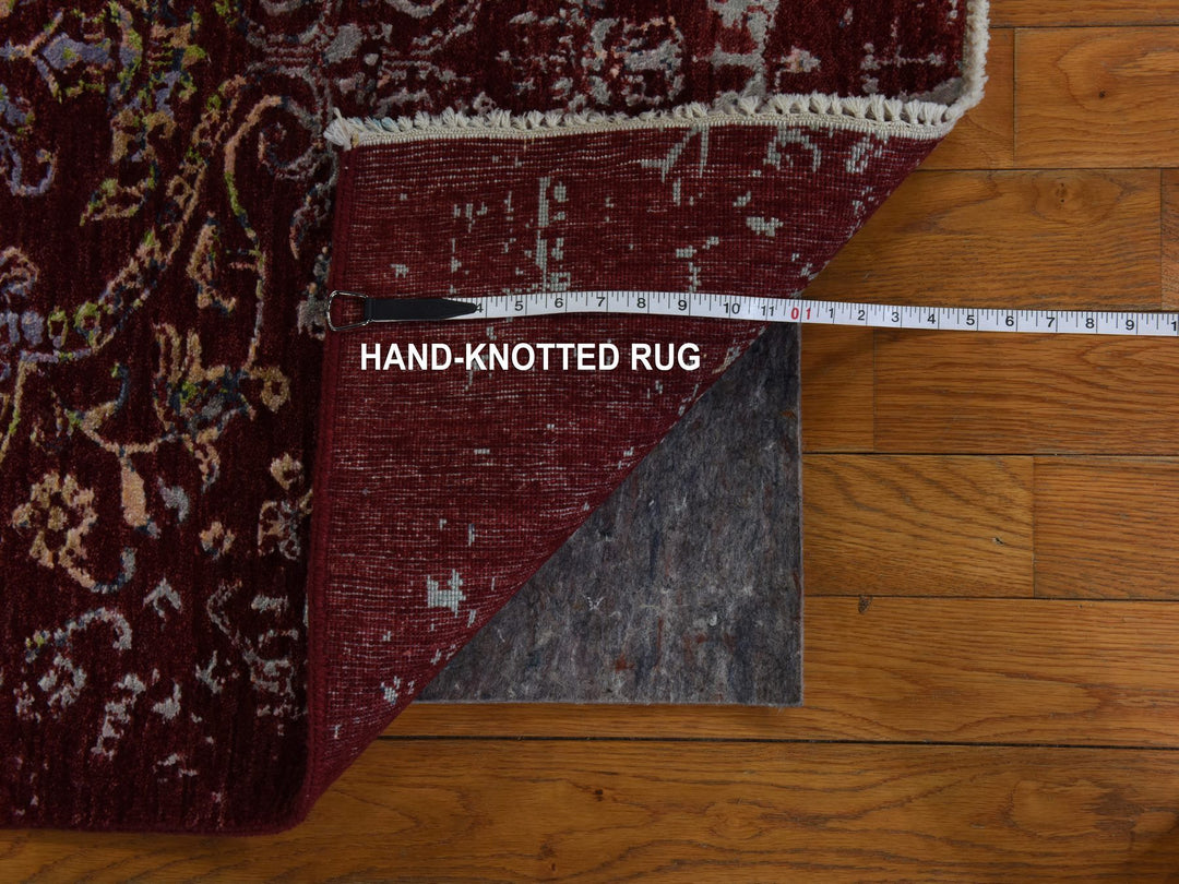3'0" x 5'1" New Hand Knotted Red Wool & Silk Rectangle Oriental Rug - MOA10278397