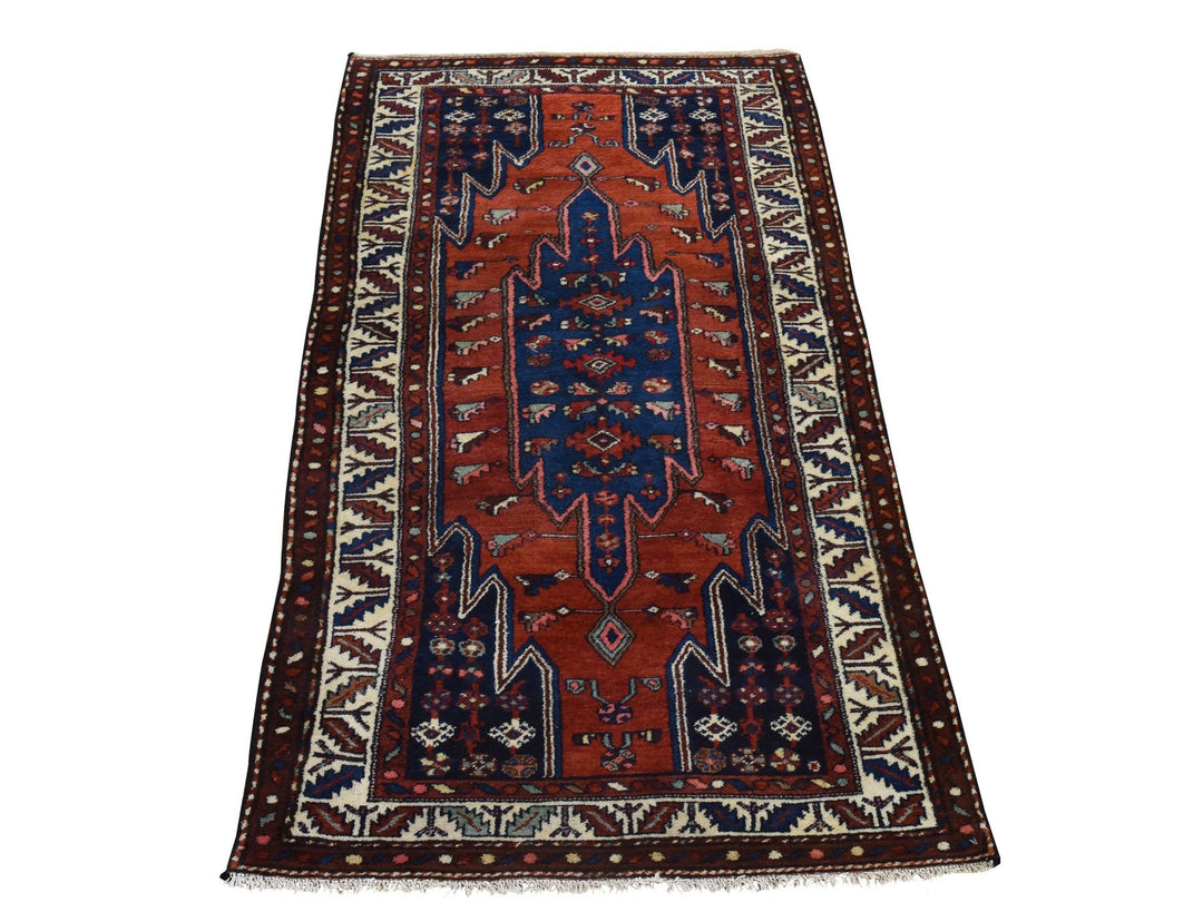 3'3" x 6'3" Vintage Hand Knotted Orange Wool Rectangle Oriental Rug - MOA10278401