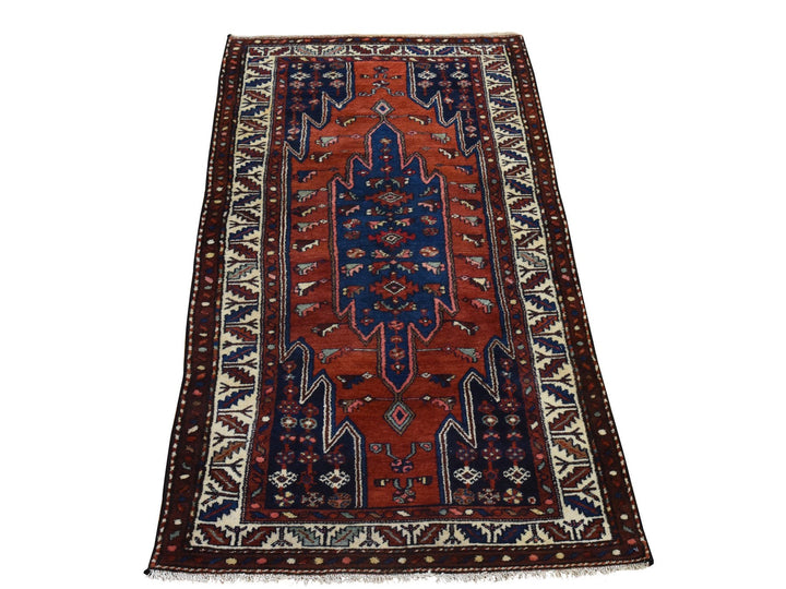 3'3" x 6'3" Vintage Hand Knotted Orange Wool Rectangle Oriental Rug - MOA10278401