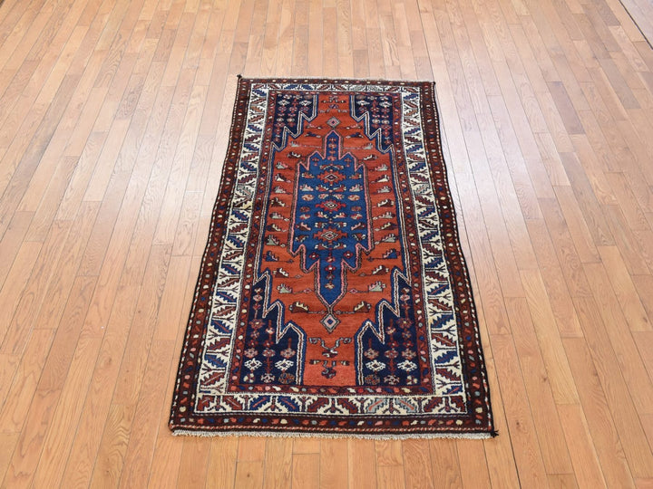 3'3" x 6'3" Vintage Hand Knotted Orange Wool Rectangle Oriental Rug - MOA10278401