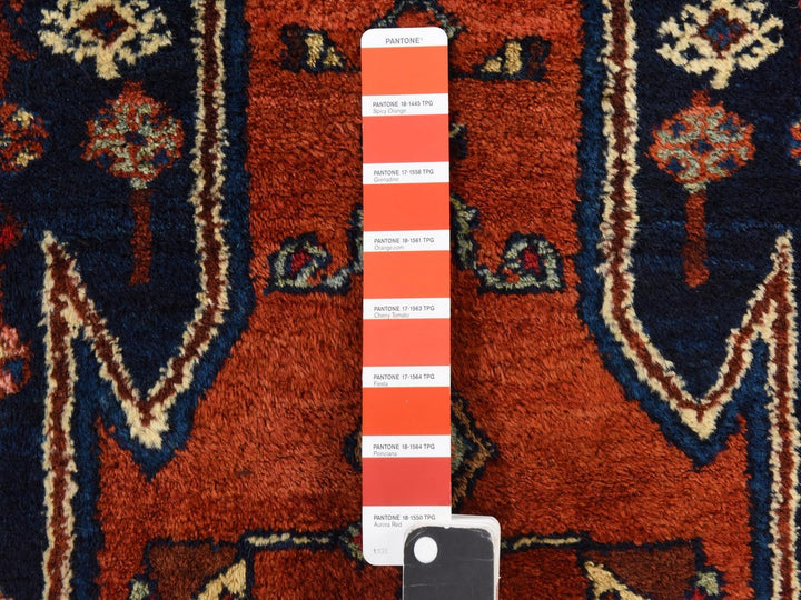3'3" x 6'3" Vintage Hand Knotted Orange Wool Rectangle Oriental Rug - MOA10278401
