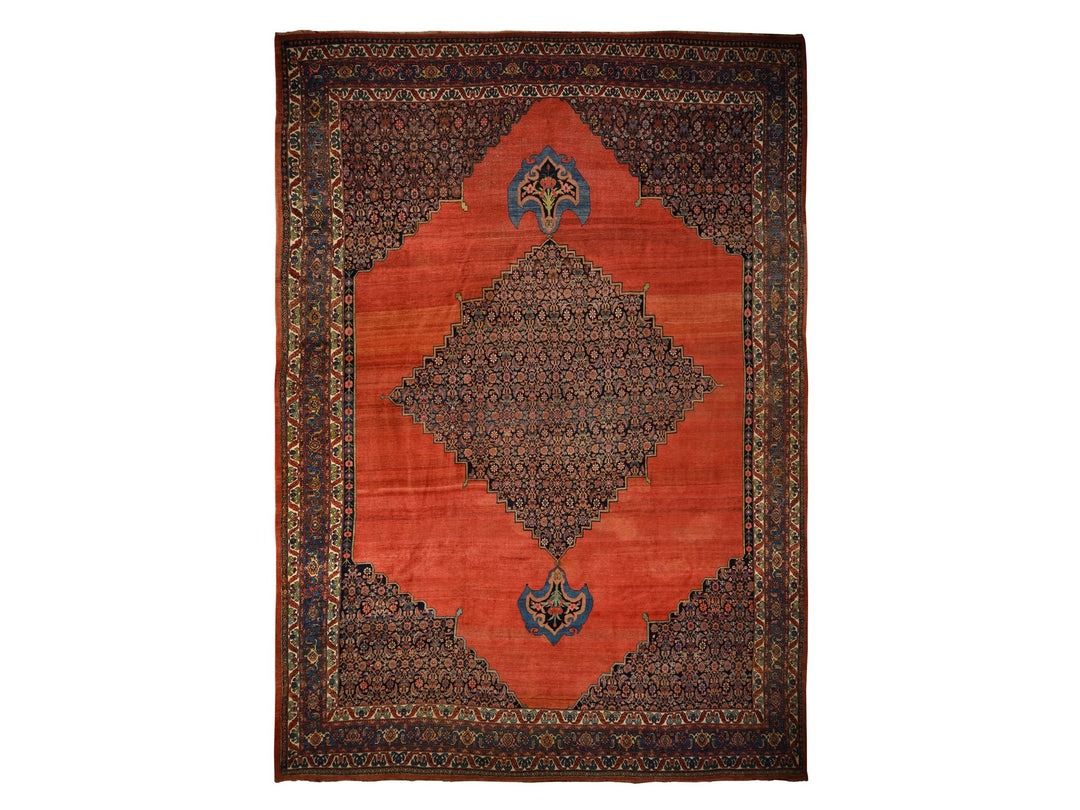 13'6" x 19'2" Vintage Hand Knotted Red Wool Rectangle Oriental Rug - MOA10278412