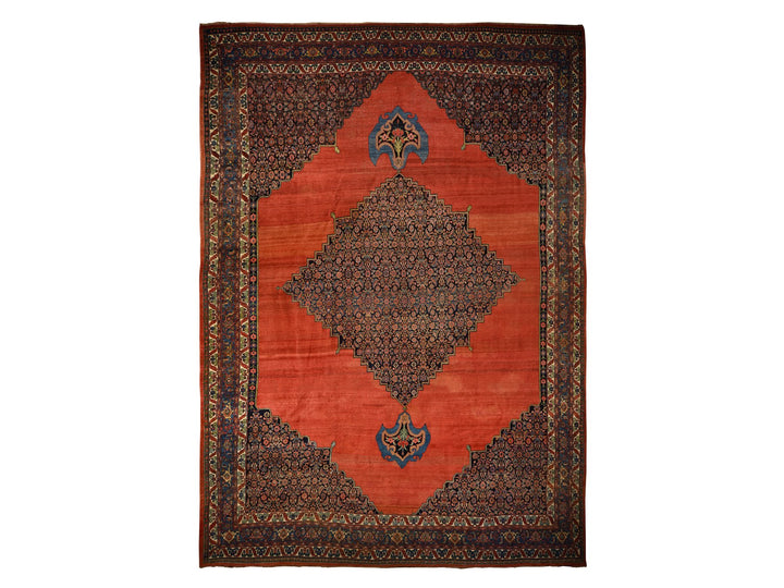 13'6" x 19'2" Vintage Hand Knotted Red Wool Rectangle Oriental Rug - MOA10278412