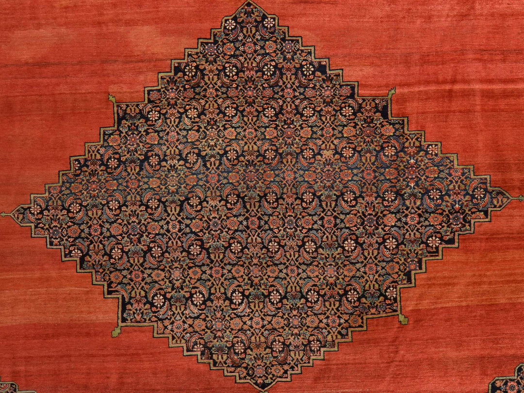 13'6" x 19'2" Vintage Hand Knotted Red Wool Rectangle Oriental Rug - MOA10278412