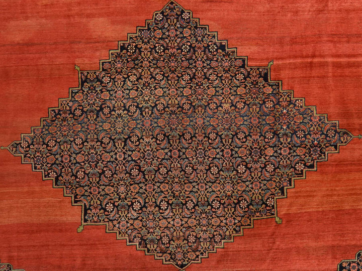 13'6" x 19'2" Vintage Hand Knotted Red Wool Rectangle Oriental Rug - MOA10278412