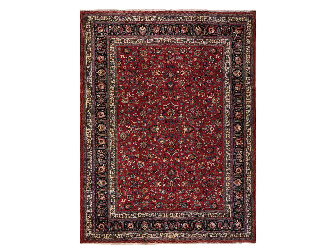 9'9" x 12'10" Vintage Hand Knotted Red Wool Rectangle Oriental Rug - MOA10278413