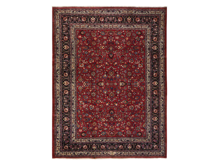 9'9" x 12'10" Vintage Hand Knotted Red Wool Rectangle Oriental Rug - MOA10278413