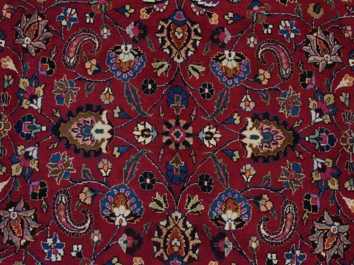 9'9" x 12'10" Vintage Hand Knotted Red Wool Rectangle Oriental Rug - MOA10278413