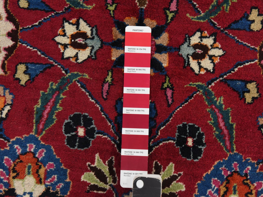 9'9" x 12'10" Vintage Hand Knotted Red Wool Rectangle Oriental Rug - MOA10278413