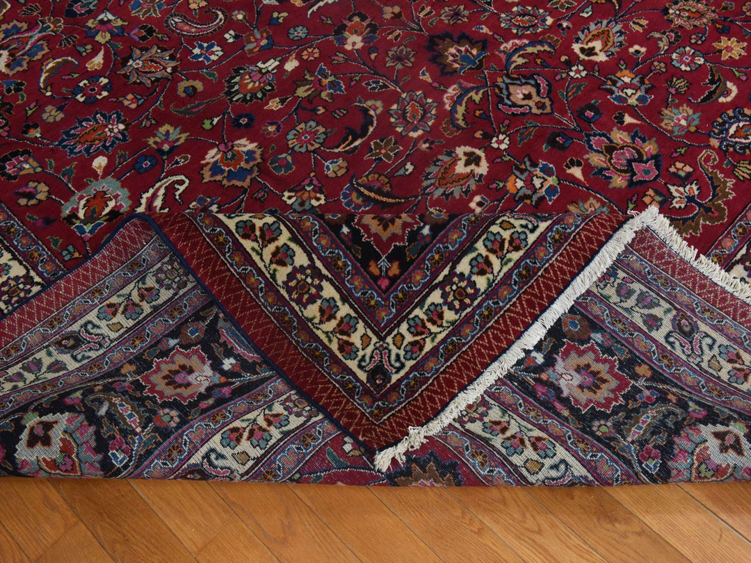 9'9" x 12'10" Vintage Hand Knotted Red Wool Rectangle Oriental Rug - MOA10278413