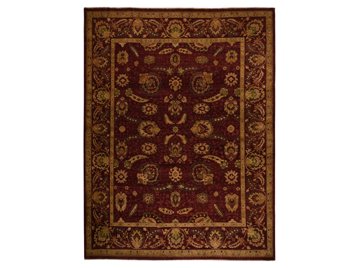 11'10" x 15'4" New Hand Knotted Red Wool Rectangle Oriental Rug - MOA10278414