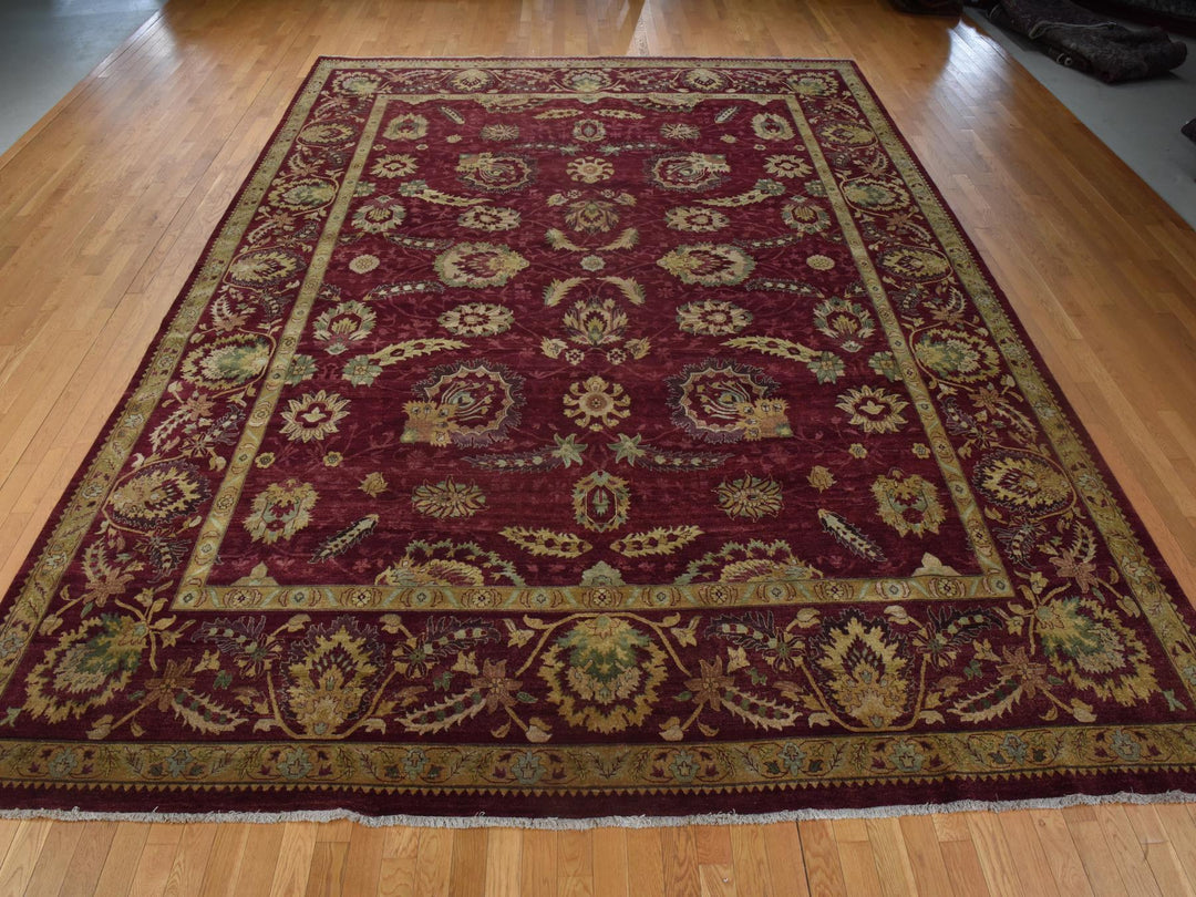 11'10" x 15'4" New Hand Knotted Red Wool Rectangle Oriental Rug - MOA10278414