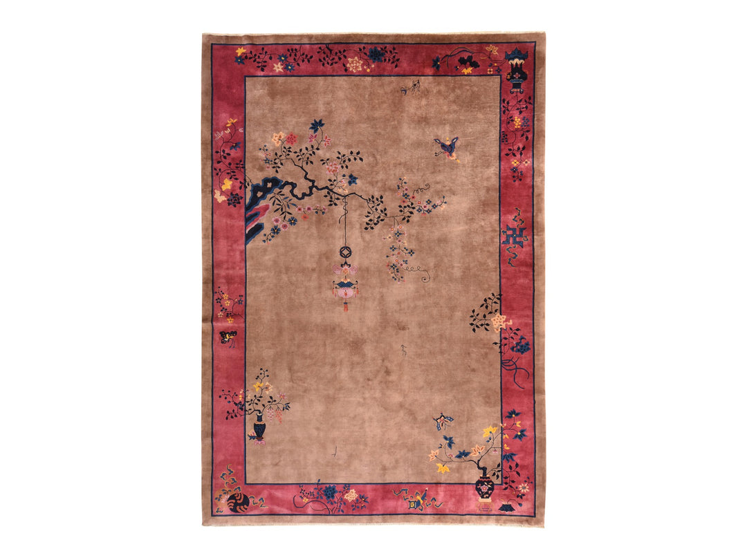 10'1" x 14'2" Vintage Hand Knotted Brown Wool Rectangle Oriental Rug - MOA10278418