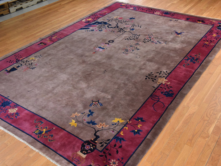 10'1" x 14'2" Vintage Hand Knotted Brown Wool Rectangle Oriental Rug - MOA10278418
