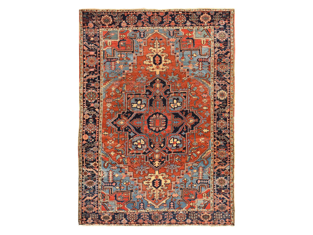7'2" x 10'0" Vintage Hand Knotted Red Wool Rectangle Oriental Rug - MOA10278423