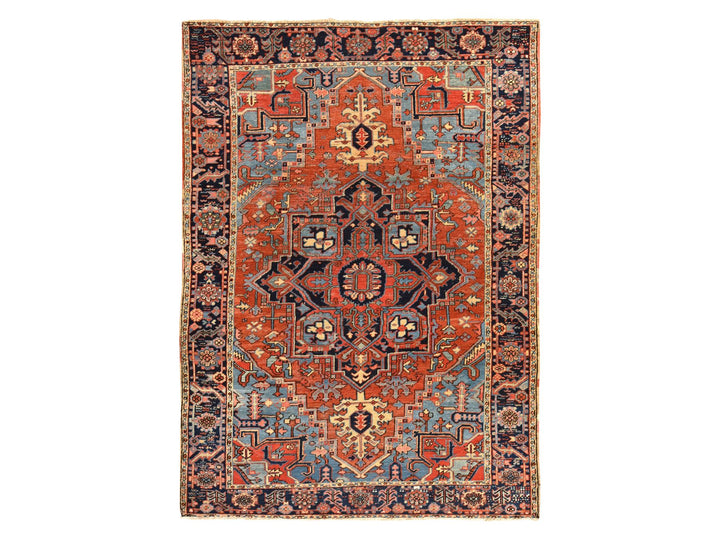 7'2" x 10'0" Vintage Hand Knotted Red Wool Rectangle Oriental Rug - MOA10278423