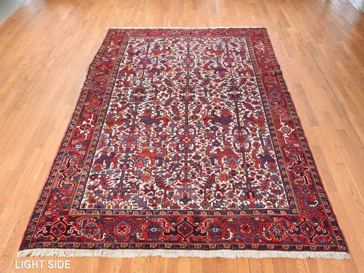 8'3" x 11'1" Vintage Hand Knotted Ivory Wool Rectangle Oriental Rug - MOA10278433