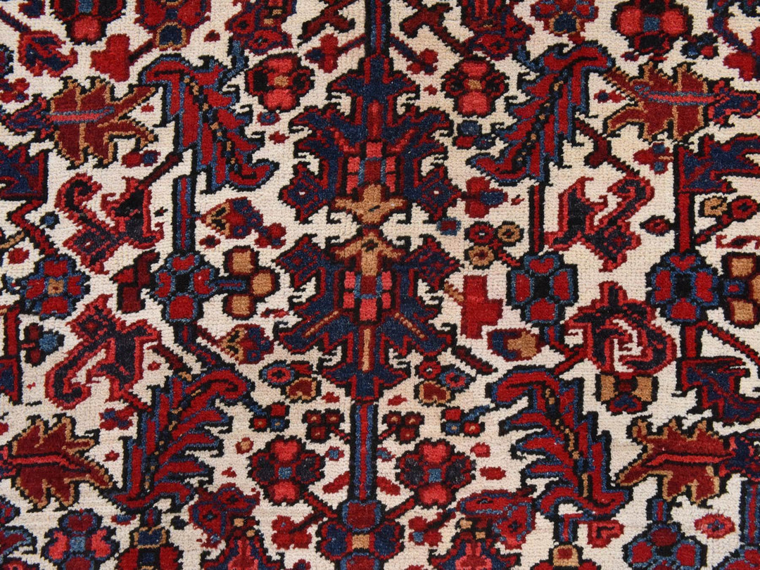 8'3" x 11'1" Vintage Hand Knotted Ivory Wool Rectangle Oriental Rug - MOA10278433